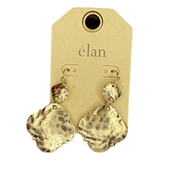 Boho Ethnic Dangle Earrings Antiqued Goldtone 2 Inch L - Picture 3 of 7